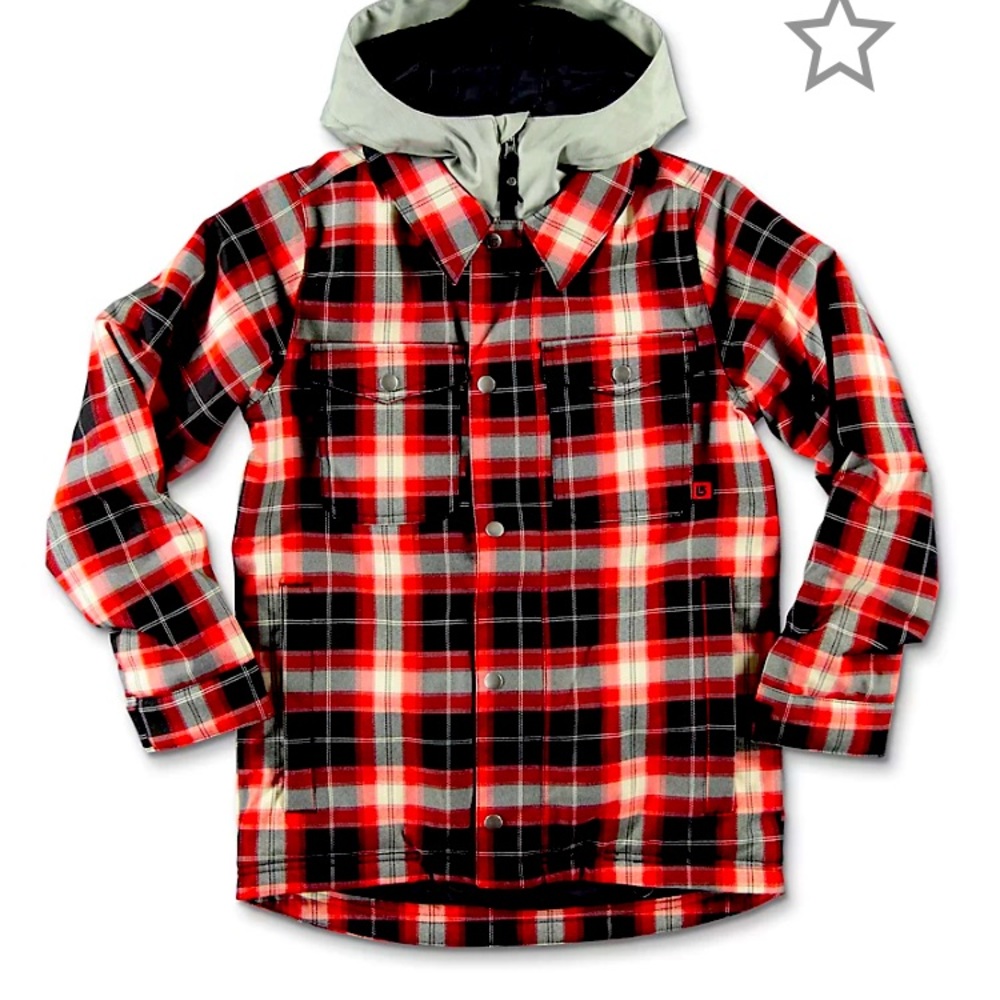 Boys Burton XL snow ski insulated jacket red plaid